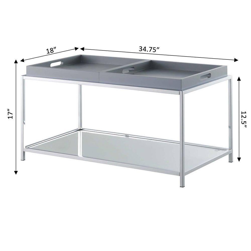 Convenience Concepts Tempered Glass Palm Beach Coffee Table with Tray, Gray