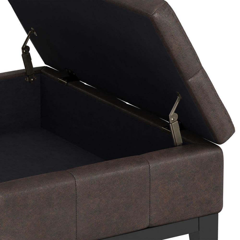 Simpli Home Dover 36"W Upholstered Square Coffee Table Storage Ottoman with Split Tufted Lift Top & Reviews | Wayfair