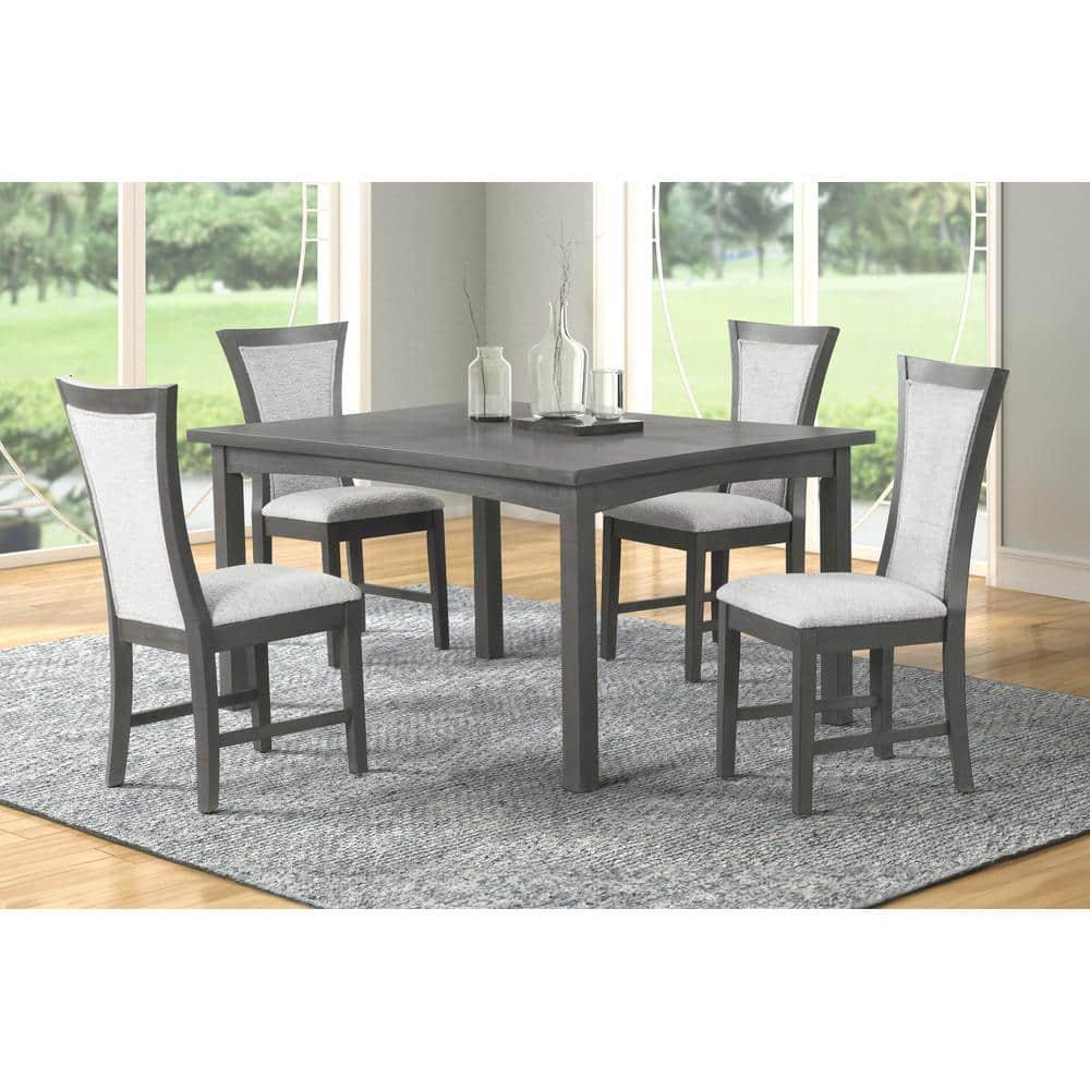 New Classic Furniture Flair  60" Dining Table & 4 Chairs (5 Pc Set)-Gray