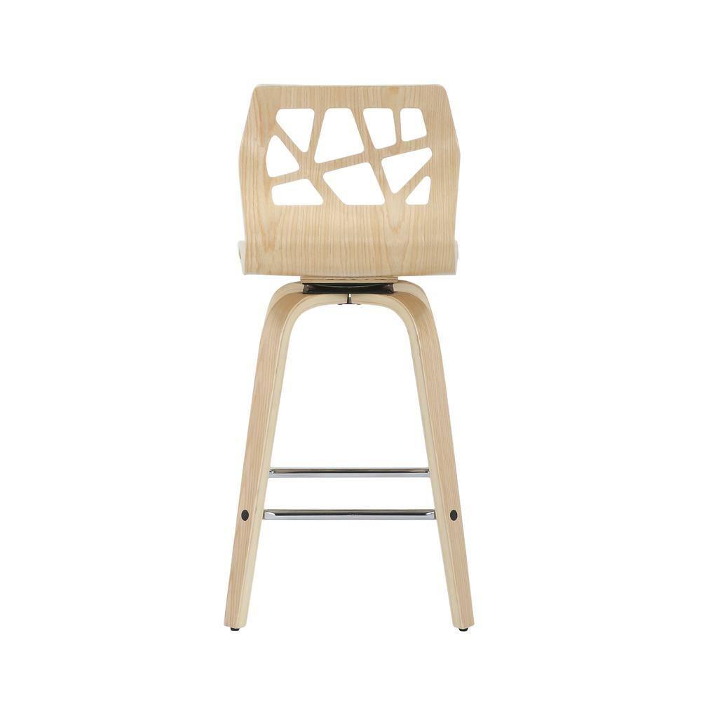 Set of 2 Folia Upholstered Counter Height Barstools Cream/Natural - Lumisource: Wood Frame, Padded Seat, 26" Height