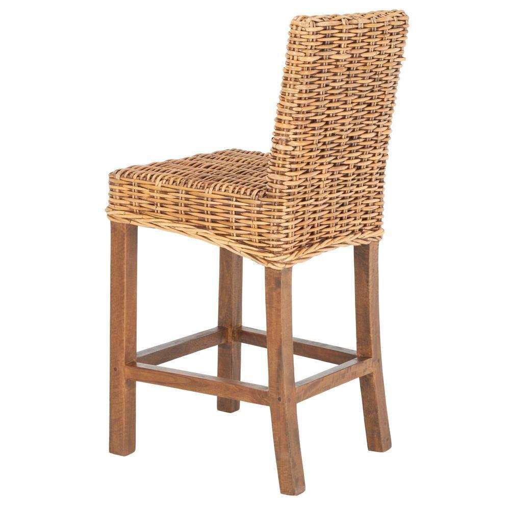 Tobie Rattan Counter Stool - White Washed - Safavieh
