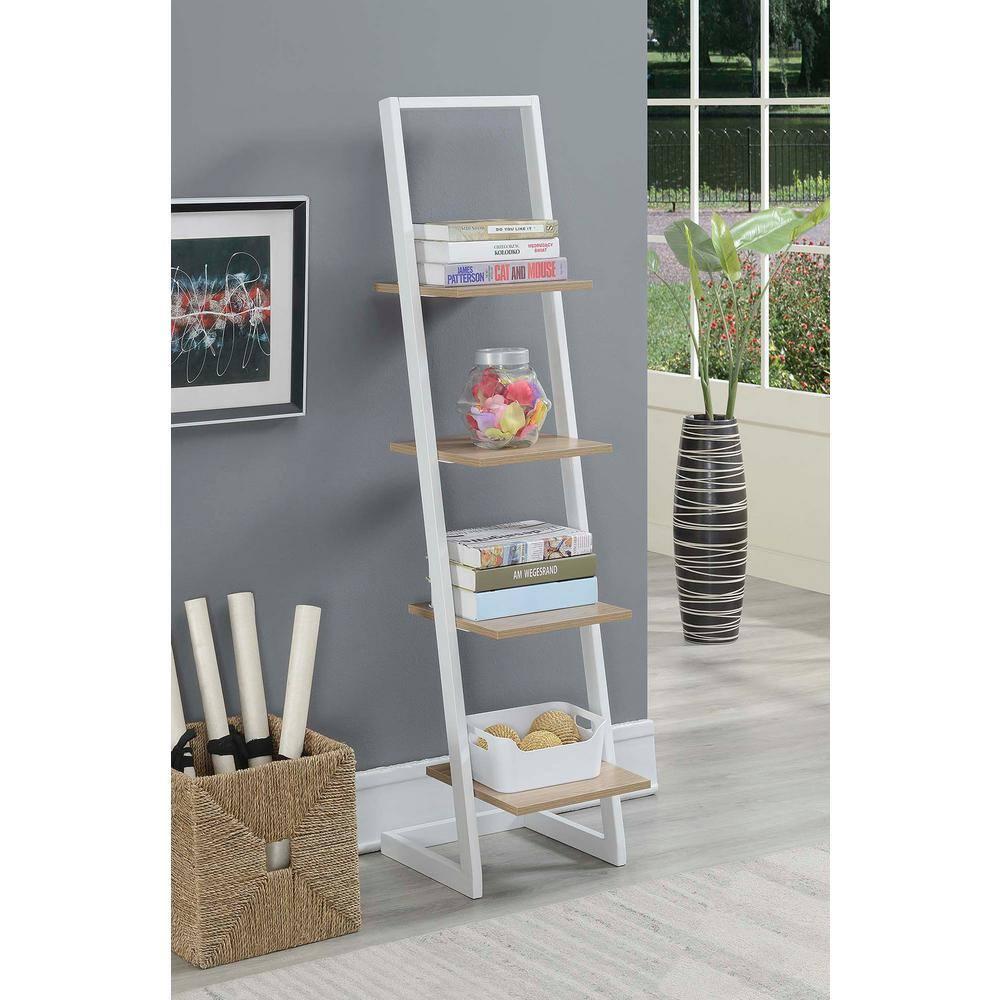 Convenience Concepts Designs2Go 4 Tier Ladder Bookshelf, Ice White/White