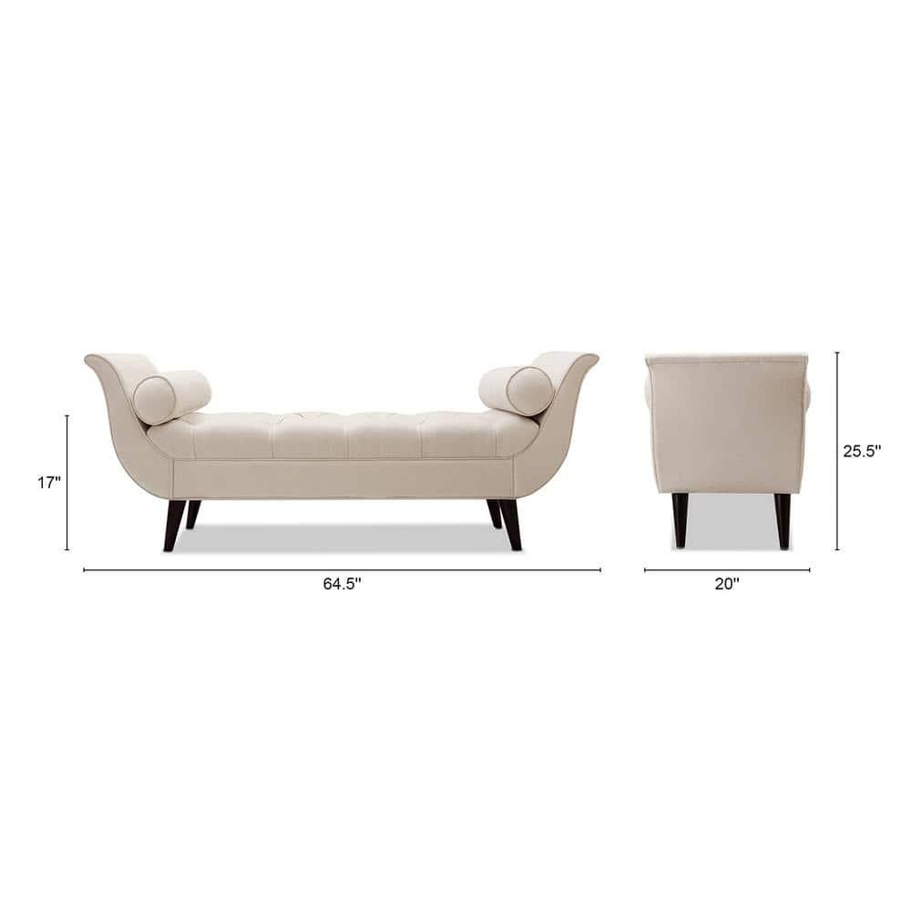 Alma Tufted Flare Arm Entryway Bench, Sky Neutral