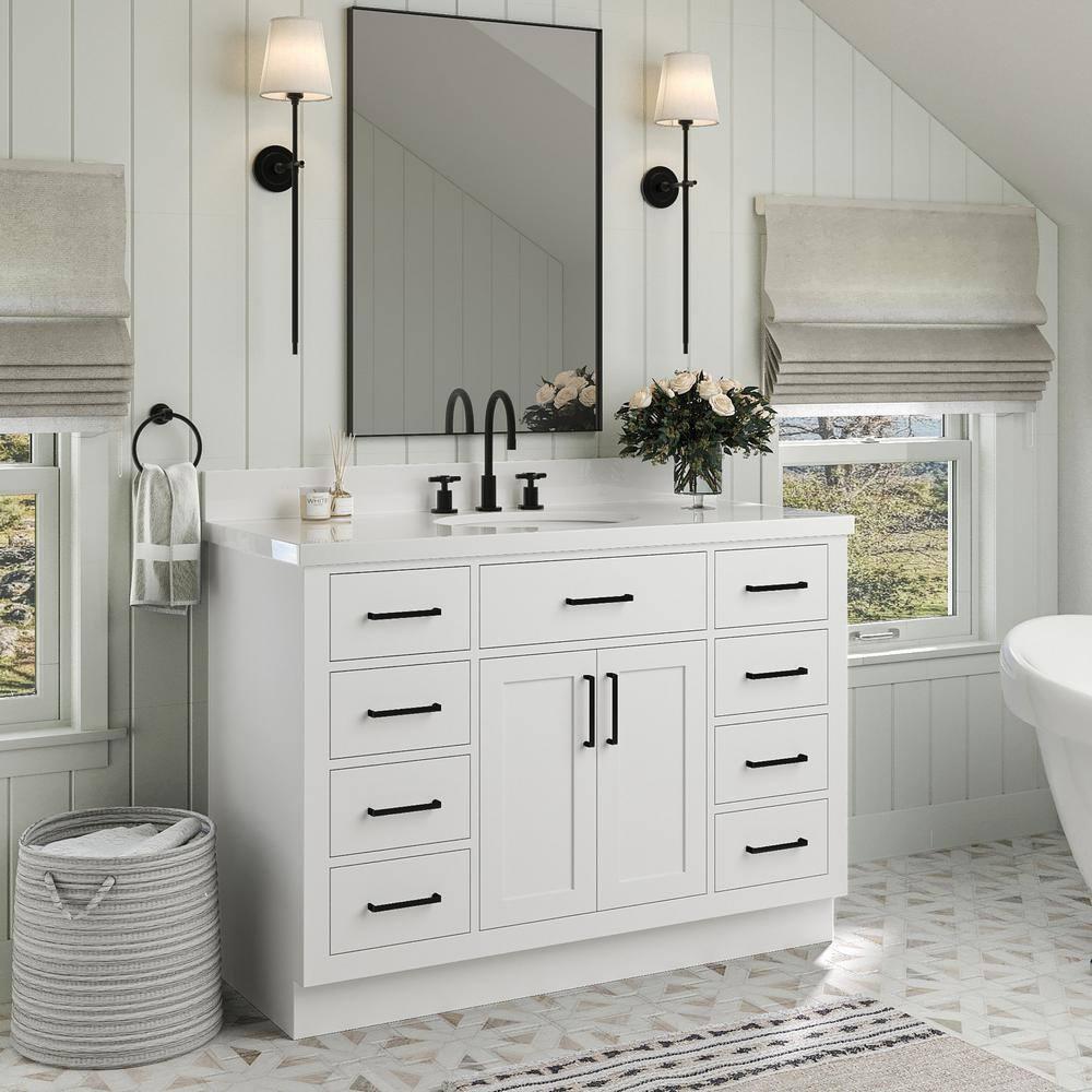 Ariel T048s-Bc Hepburn 48" Single Free Standing Vanity Cabinet Only - White