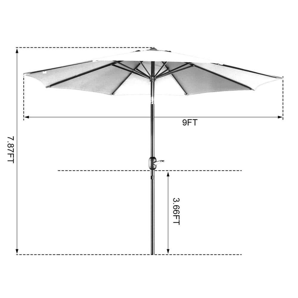 Villacera 9FT Outdoor Patio Umbrella Shade with Auto Tilt, Gray