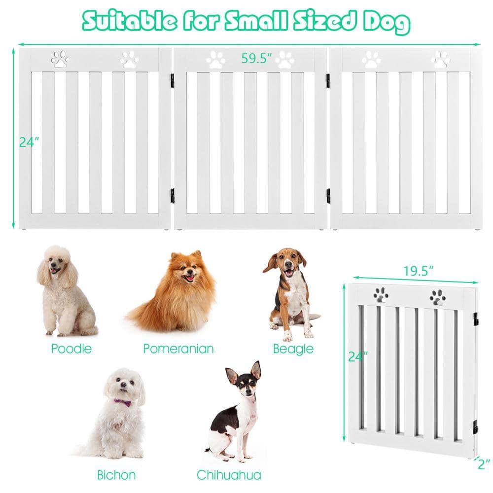 24 Inch Folding Wooden Freestanding Dog Gate with 360° Flexible Hinge for Pet-White, Dog Gate, Freestanding Pet Gate for The House, Doorway, Stairs, Pet Puppy Safety Fence