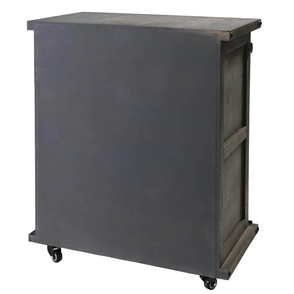 Presley Driftwood Gray Rustic Side Cabinet with Black Metal Hardware