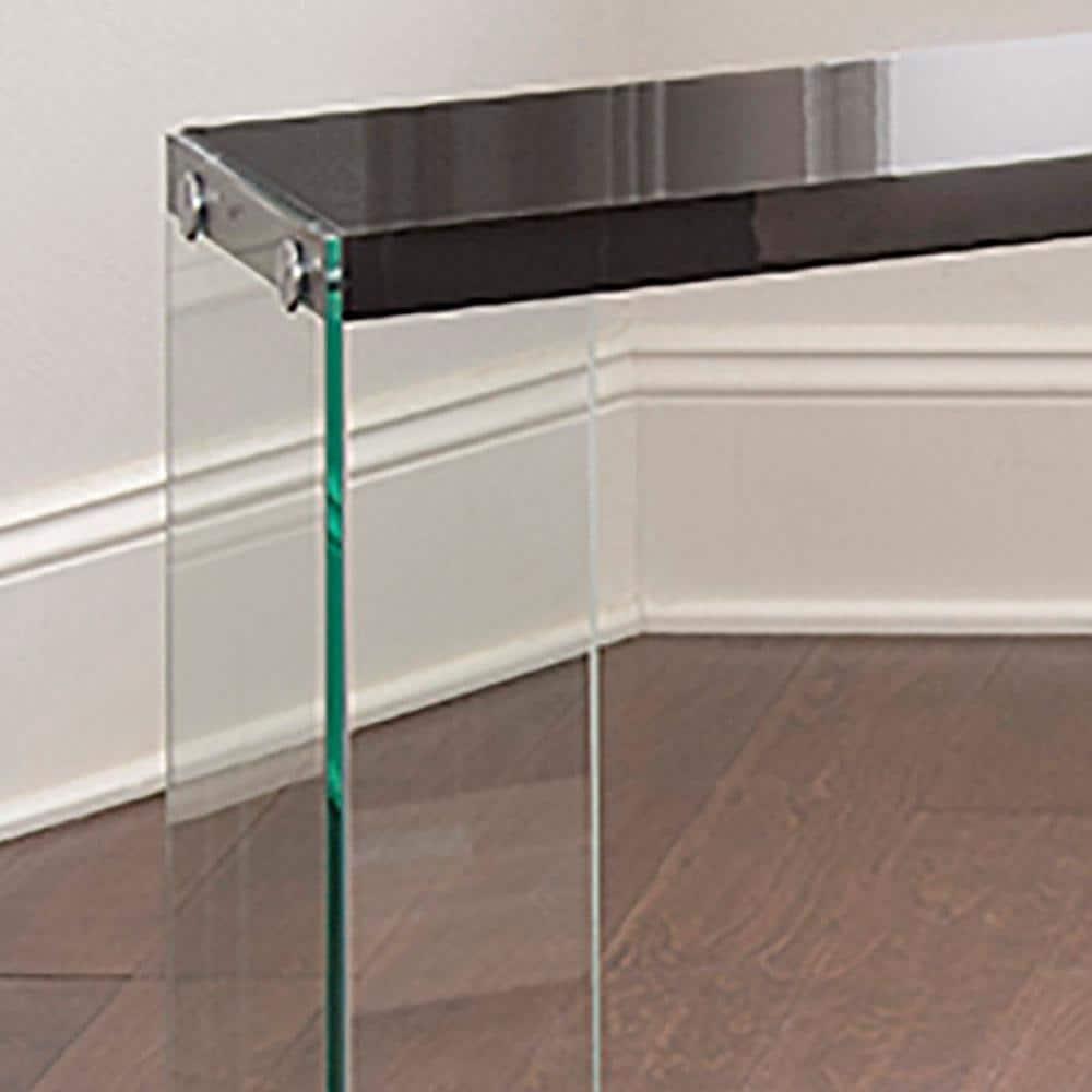 Elaina Chair Side End Table Black - Steve Silver Co.: Modern Rectangular Accent Table, Tempered Glass Frame, 2 Shelves