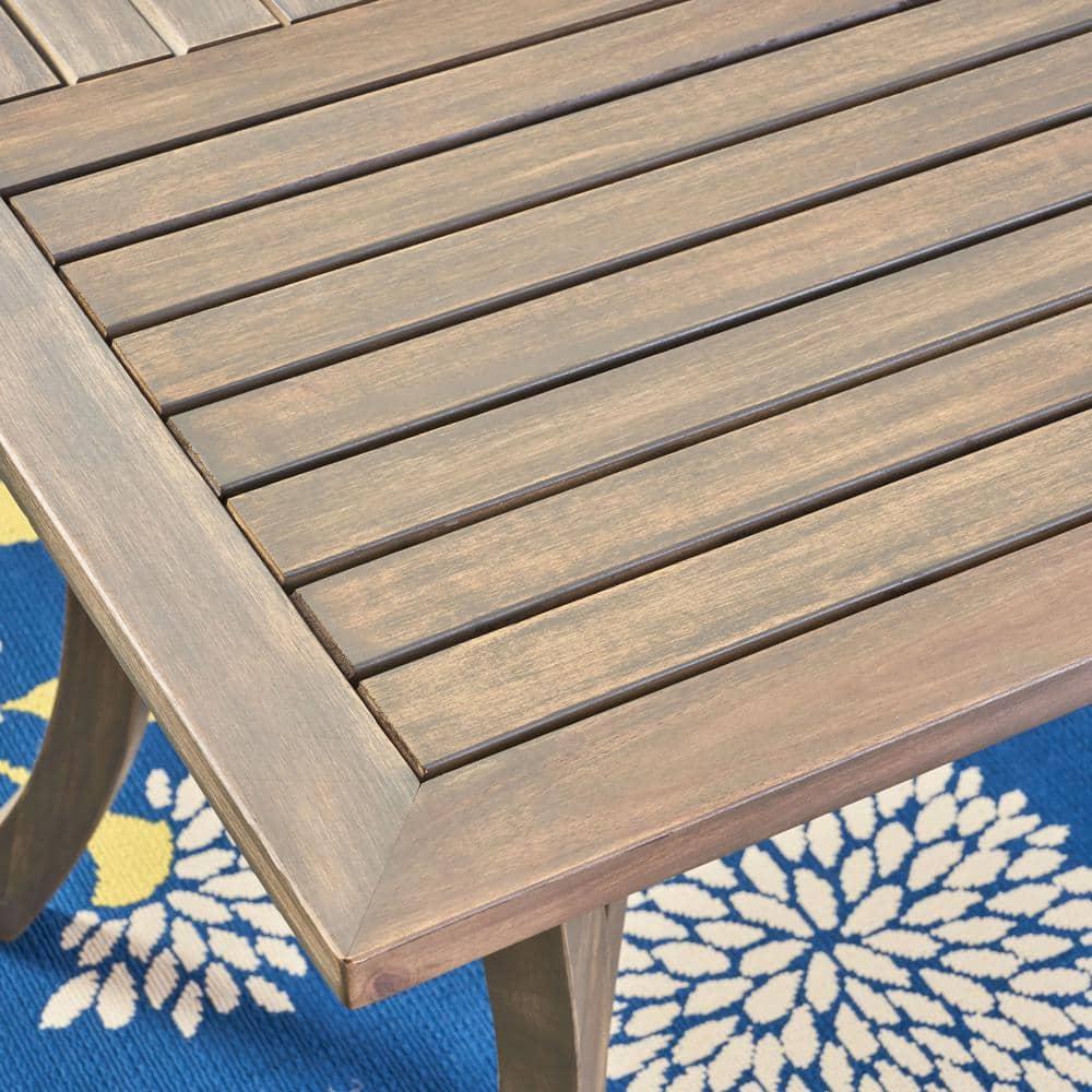 Skye Outdoor Acacia Wood Rectangular Dining Table, Gray