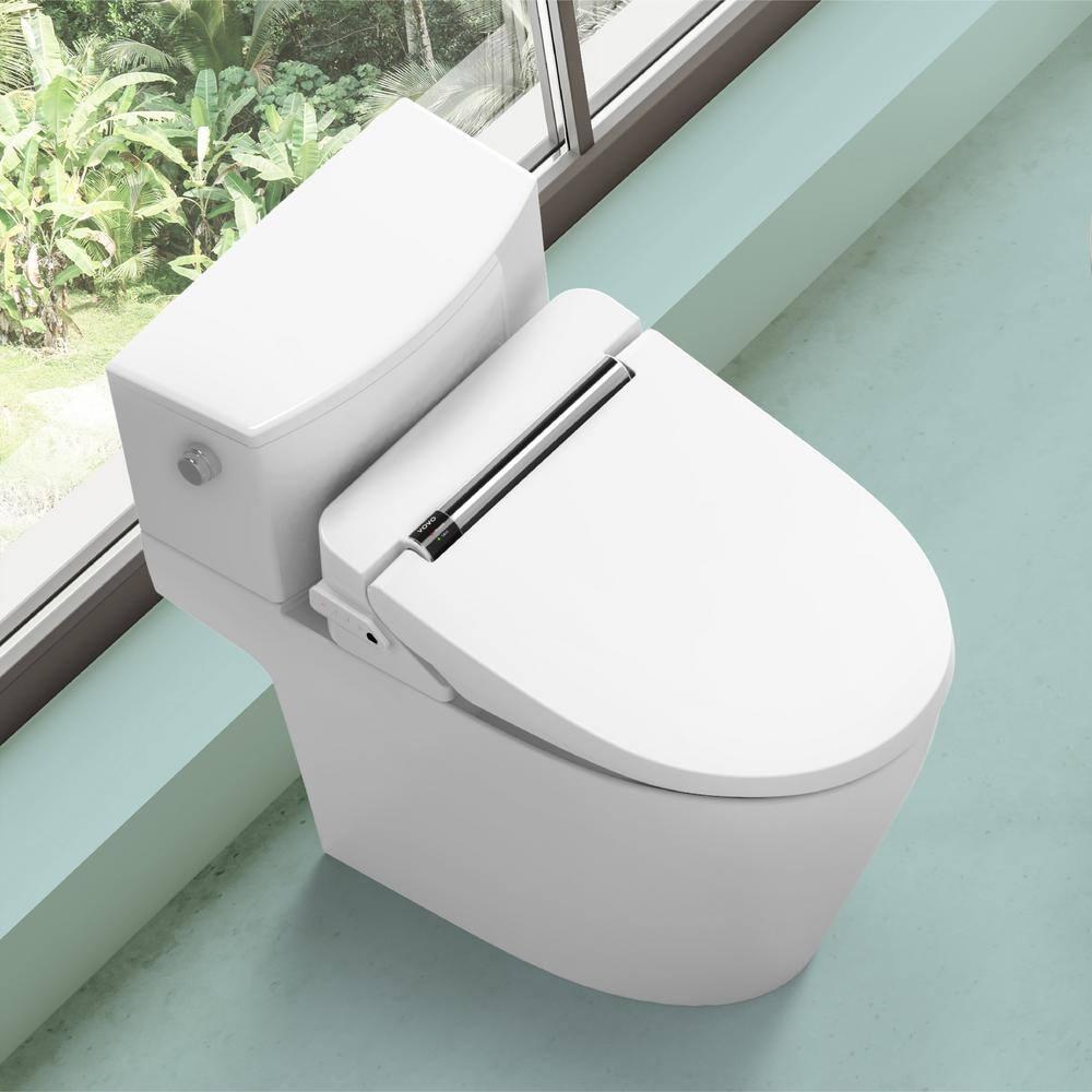 Stylement Electric Bidet Seat, Elongated Toilet in White, Remote, Deodorizer, Stainless Nozzle, UV LED, Made in Korea