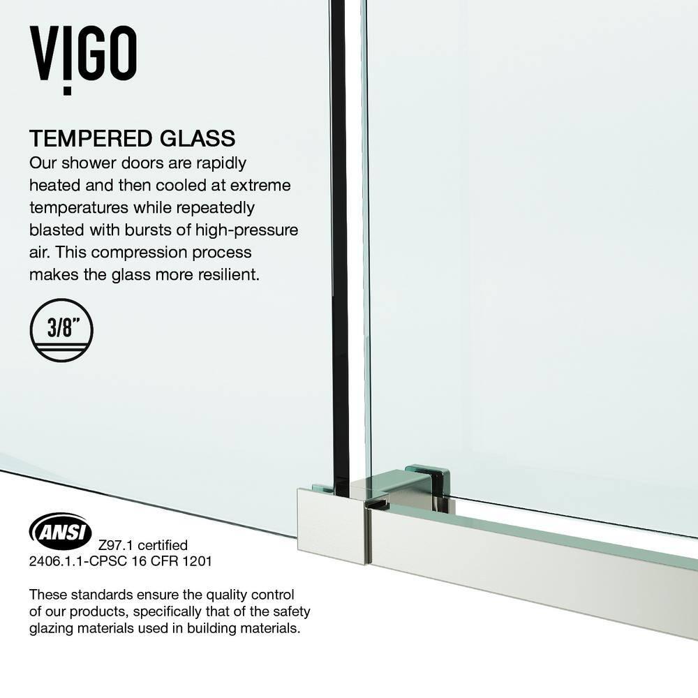 Elan E-Class 44-48" W x 76" H Sliding Frameless Shower Door with 3/8" Clear Glass