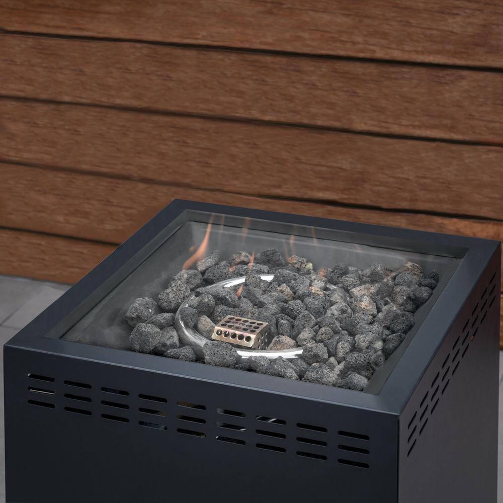 Hanover Naples 40,000 BTU Column Fire Pit with Glass Burner Enclosure