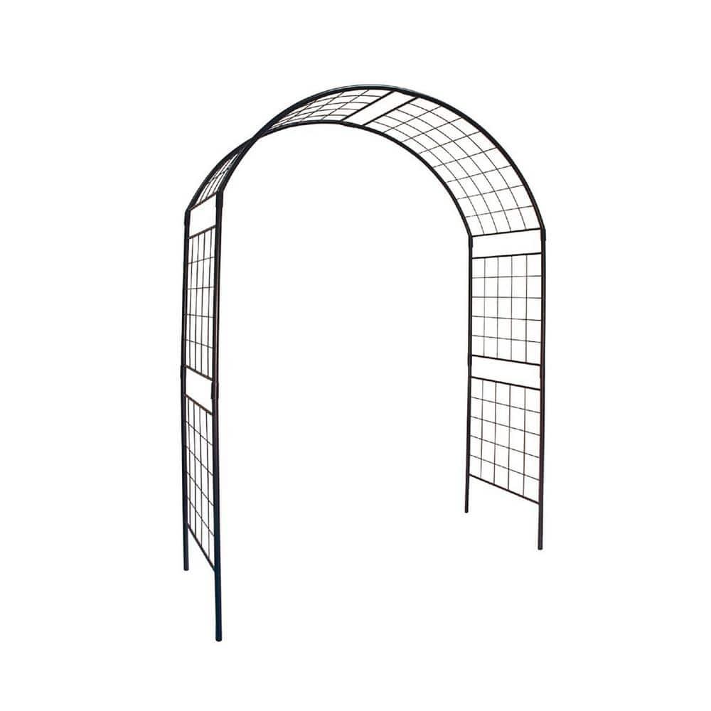 Achla Designs Elegant Handcrafted Monet II Wrought Iron Garden Arbor, 114.5 Inch Tall, Graphite Powder Coated Finish