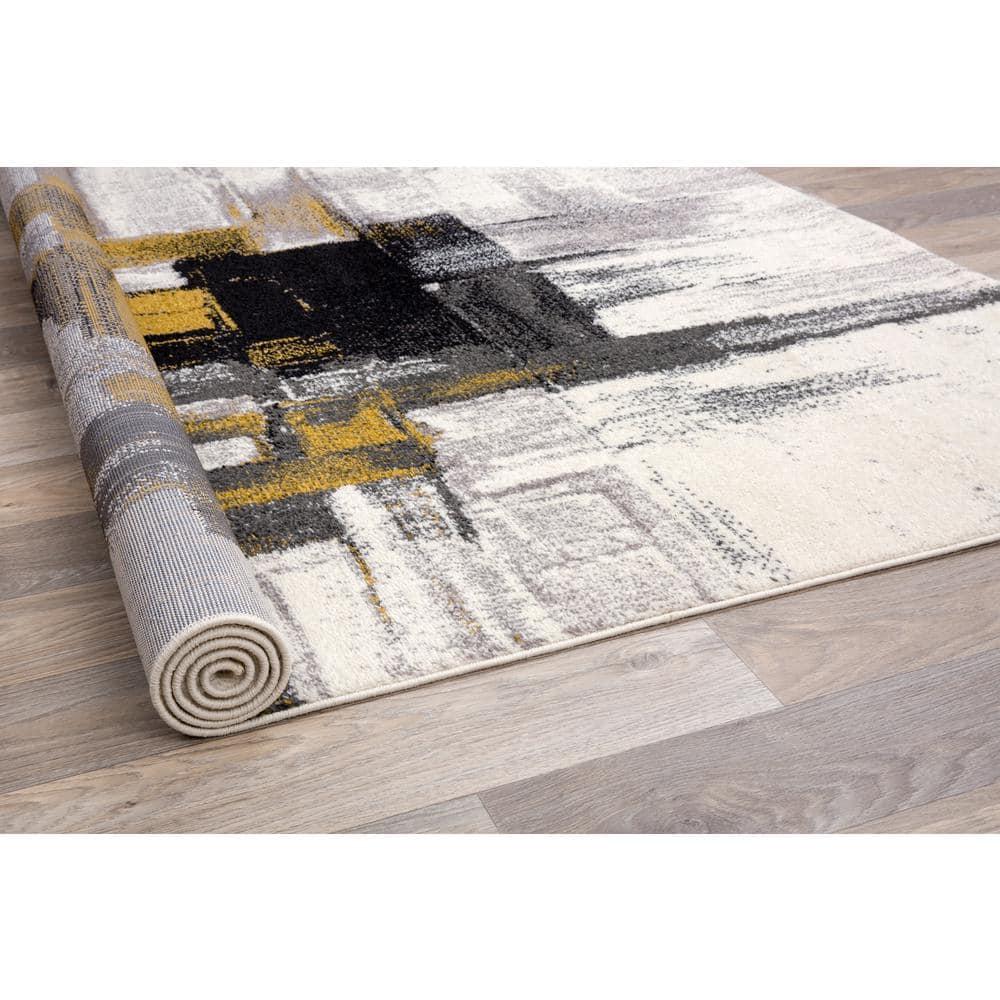 World Rug Gallery Contemporary Modern Abstract Area Rug - Gold 6'6"x6'6"