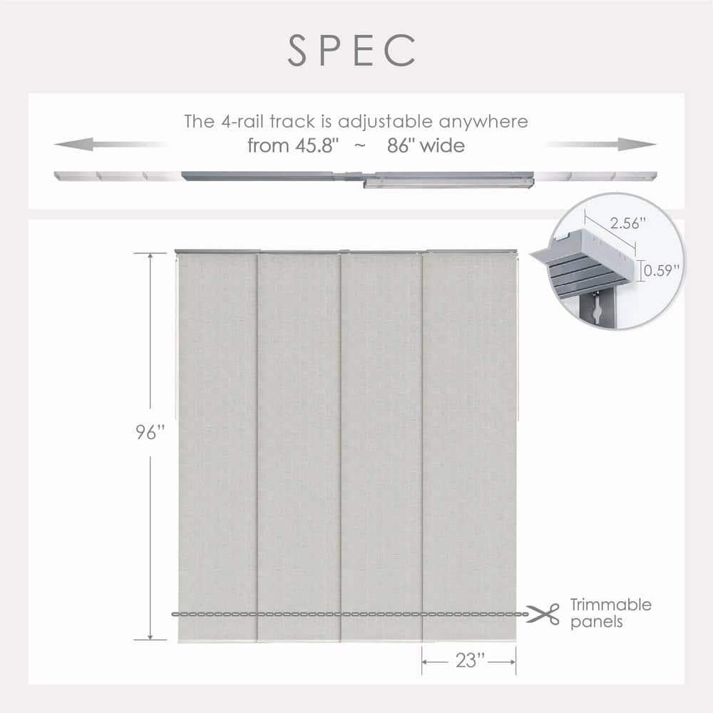 Bishop Sheer Adjustable Sliding Hanging Room Divider with 23 in. Slats Up to 86 in. W x 96 in. L