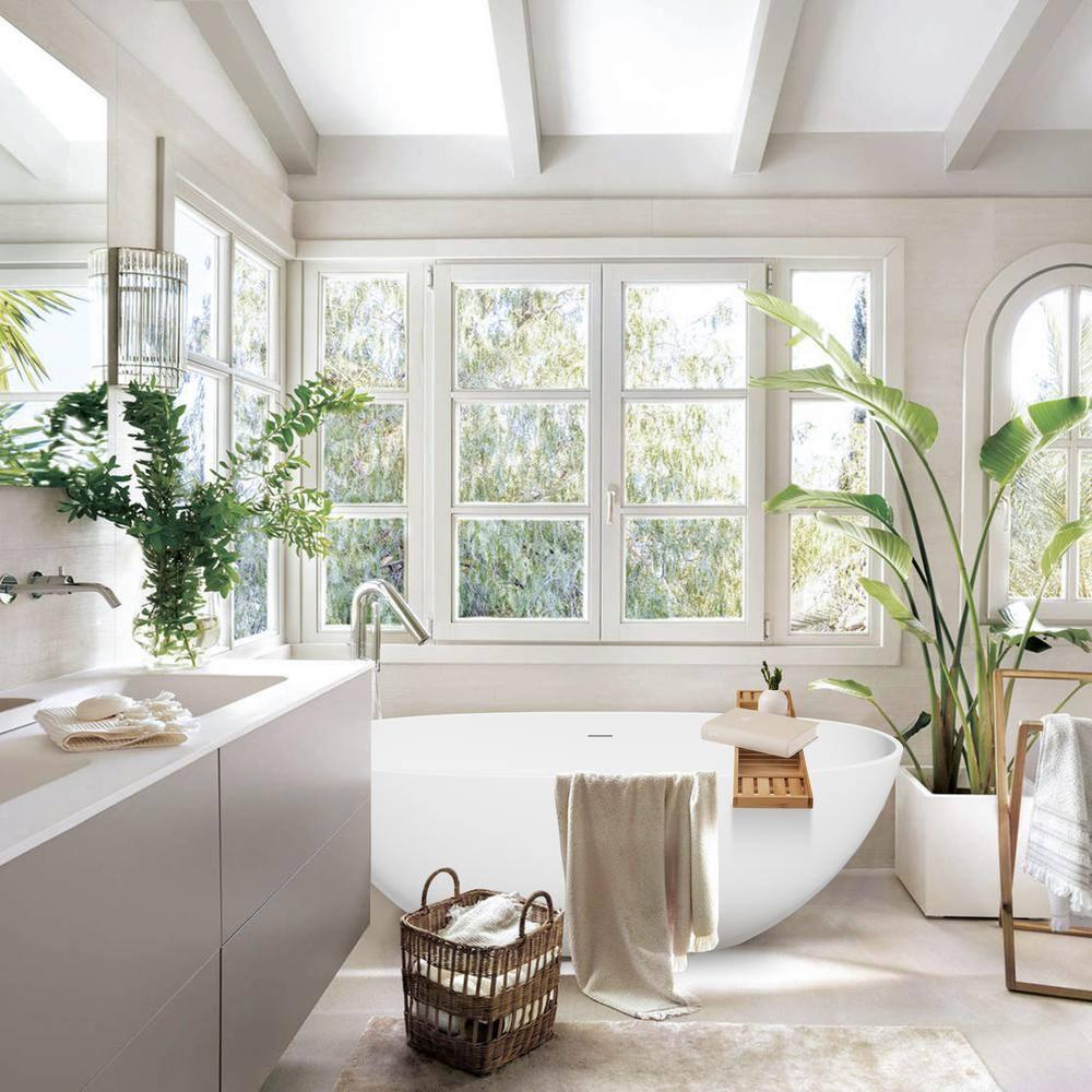 Altair Euston 65'' x 29.9'' Freestanding Soaking Stone Rein Bathtub 53165-BAT-MW