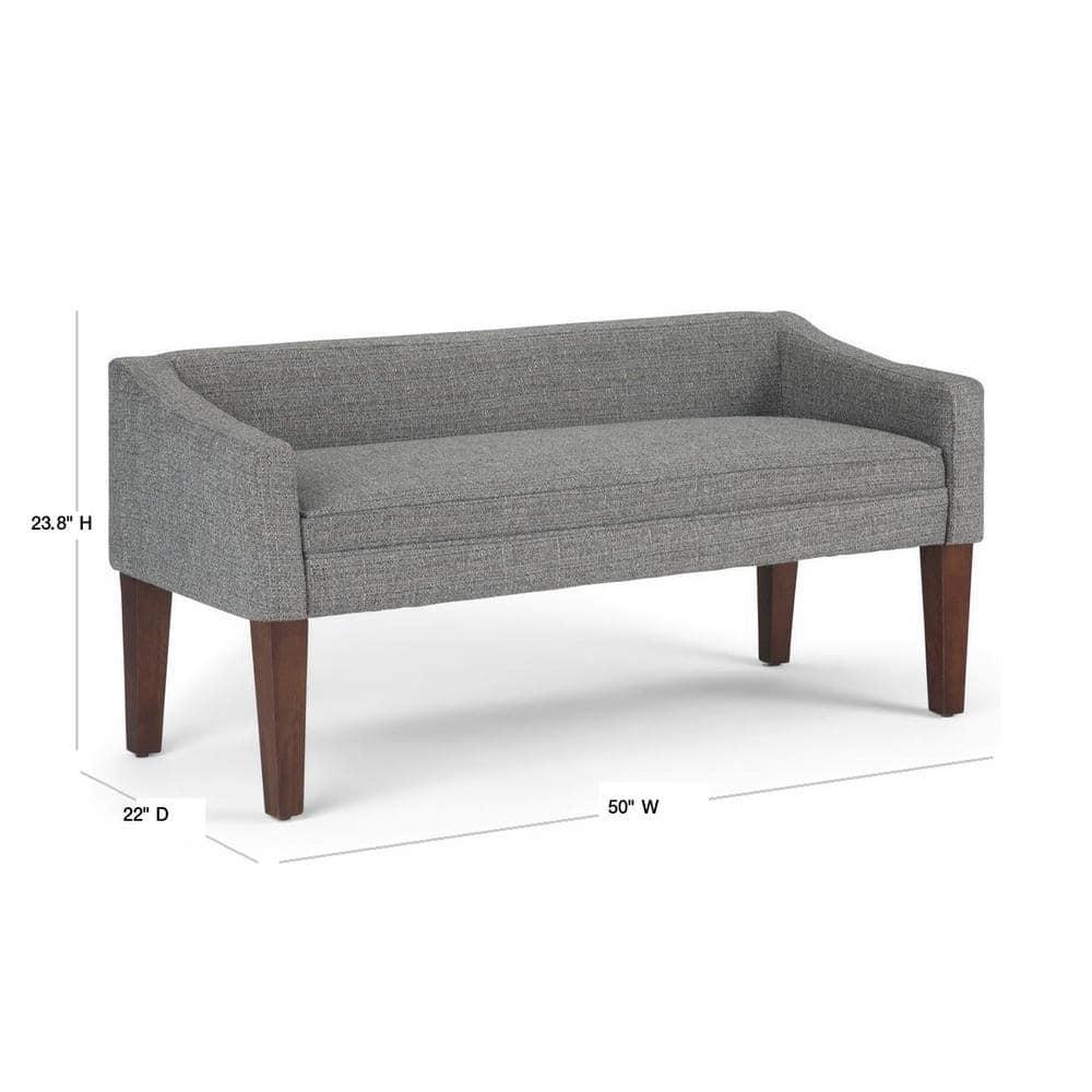 Simpli Home Parris Polyester Upholstered Bench