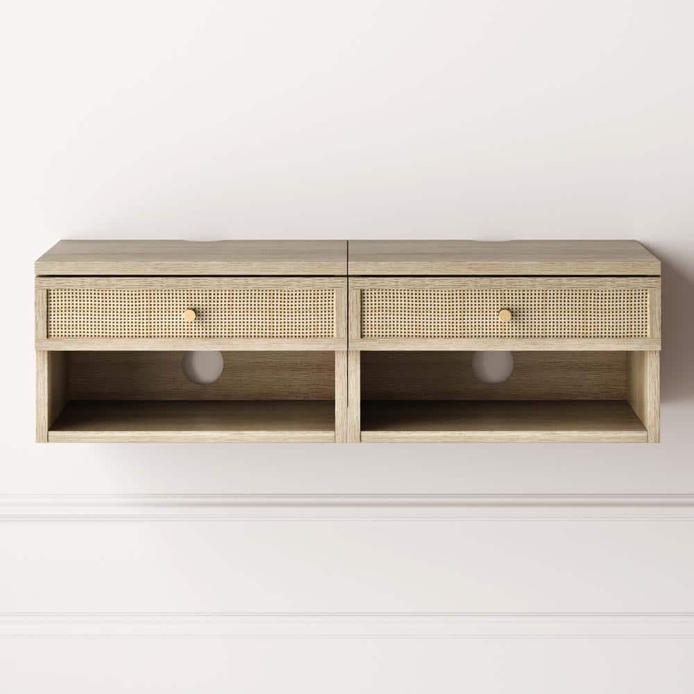 Nathan James Set of 2 Jackson Floating Nightstands Natural