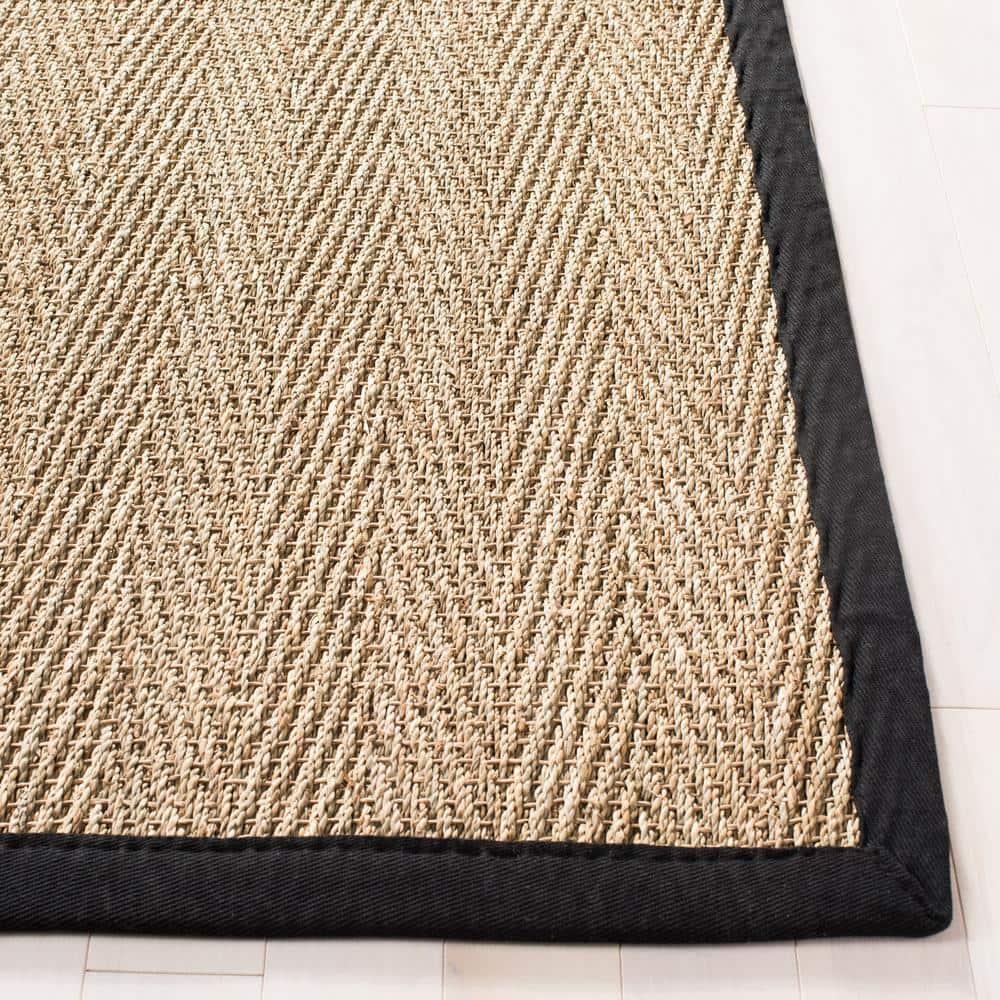 SAFAVIEH Natural Fiber Maisy Border Seagrass Runner Rug, Natural/Black, 2'6" x 10'