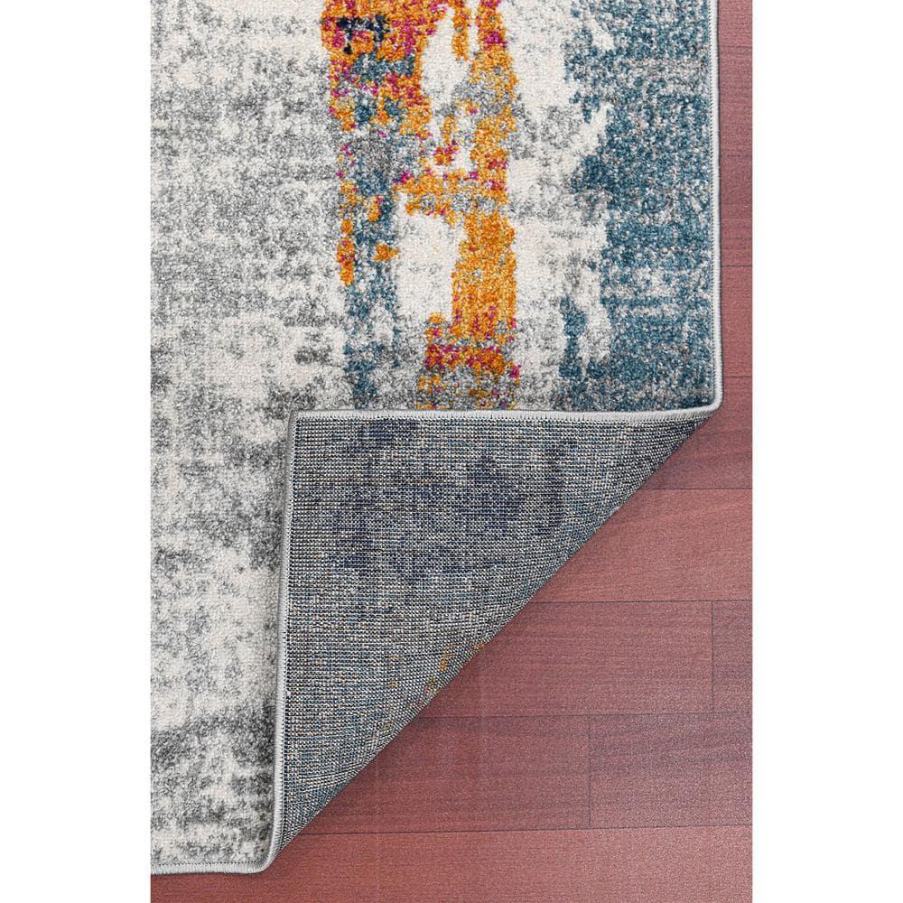 Chelsea Abstract Transitional Durable Performance Orange/Blue Area Rug