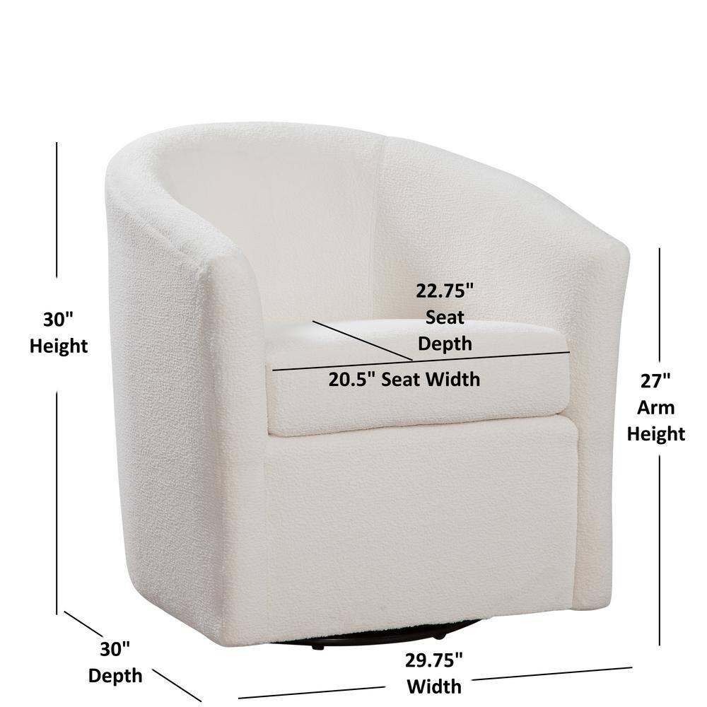 Odessa Barrel Style Swivel Accent chair in Ivory Performance Fabric