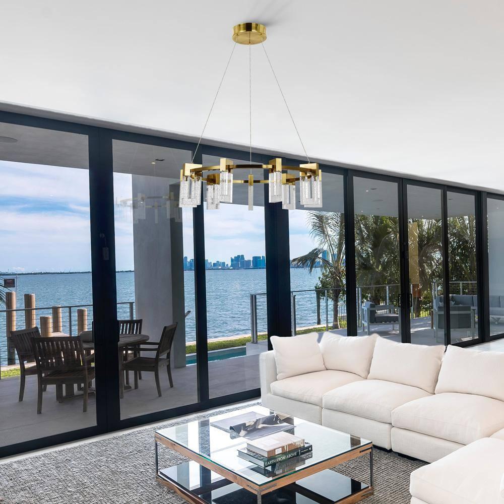 Sorrento 27-in Ring 9-Light Height Adjustable ETL Certified Integrated LED Circular Chandelier
