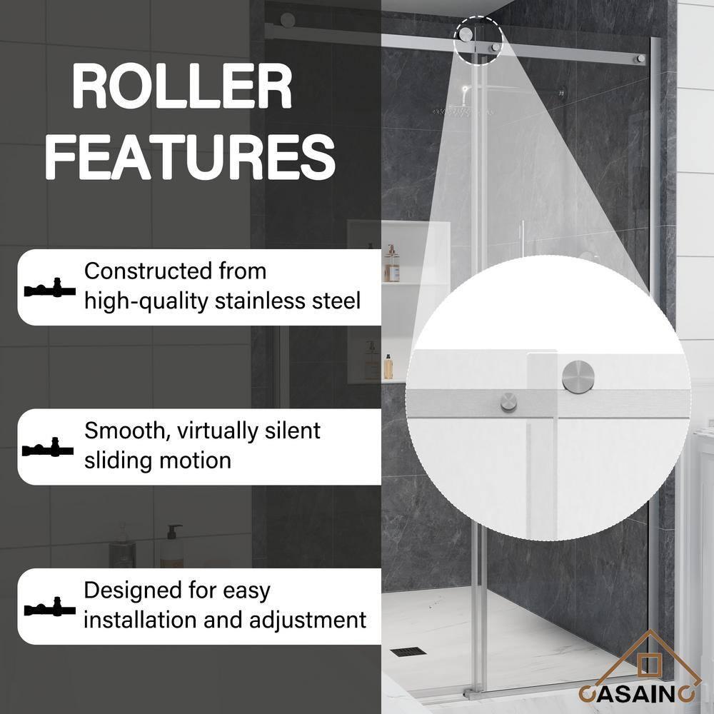 44"-48" W x 76" H Frameless Single Sliding Shower Door with Soft-Closing and Clear Tempered Glass