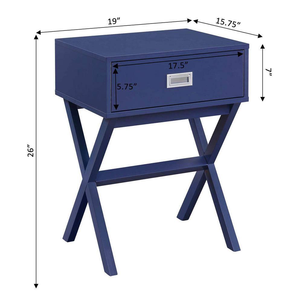 Convenience Concepts Designs2Go Landon 1 Drawer End Table, Cobalt Blue