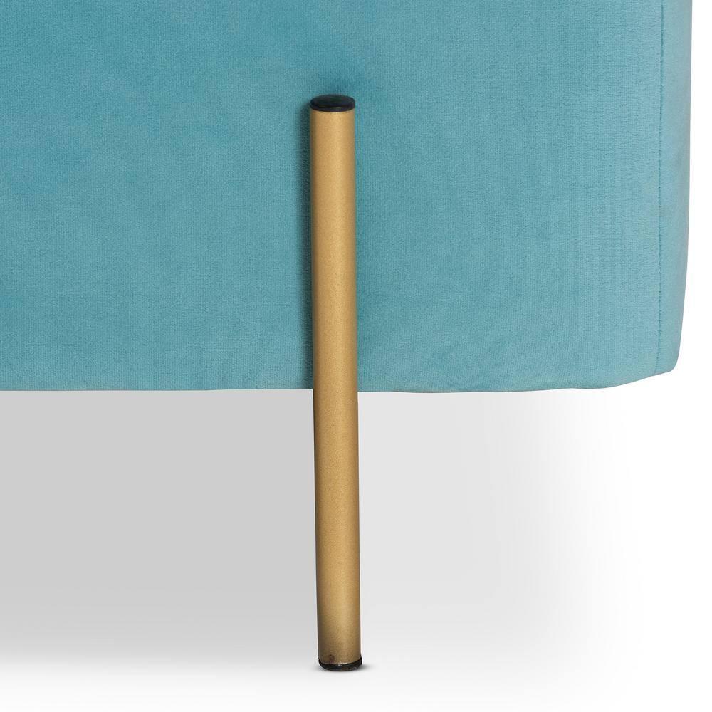 Rockwell Velvet Metal Storage Bench Navy Blue/Gold - Baxton Studio: Upholstered Lift-Top for Bedroom