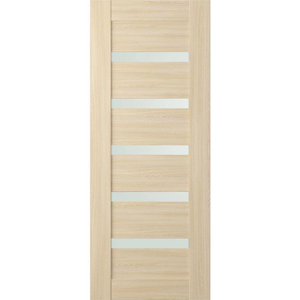 Loire Ash Wood Composite Interior Door with Frosted Glass Panels