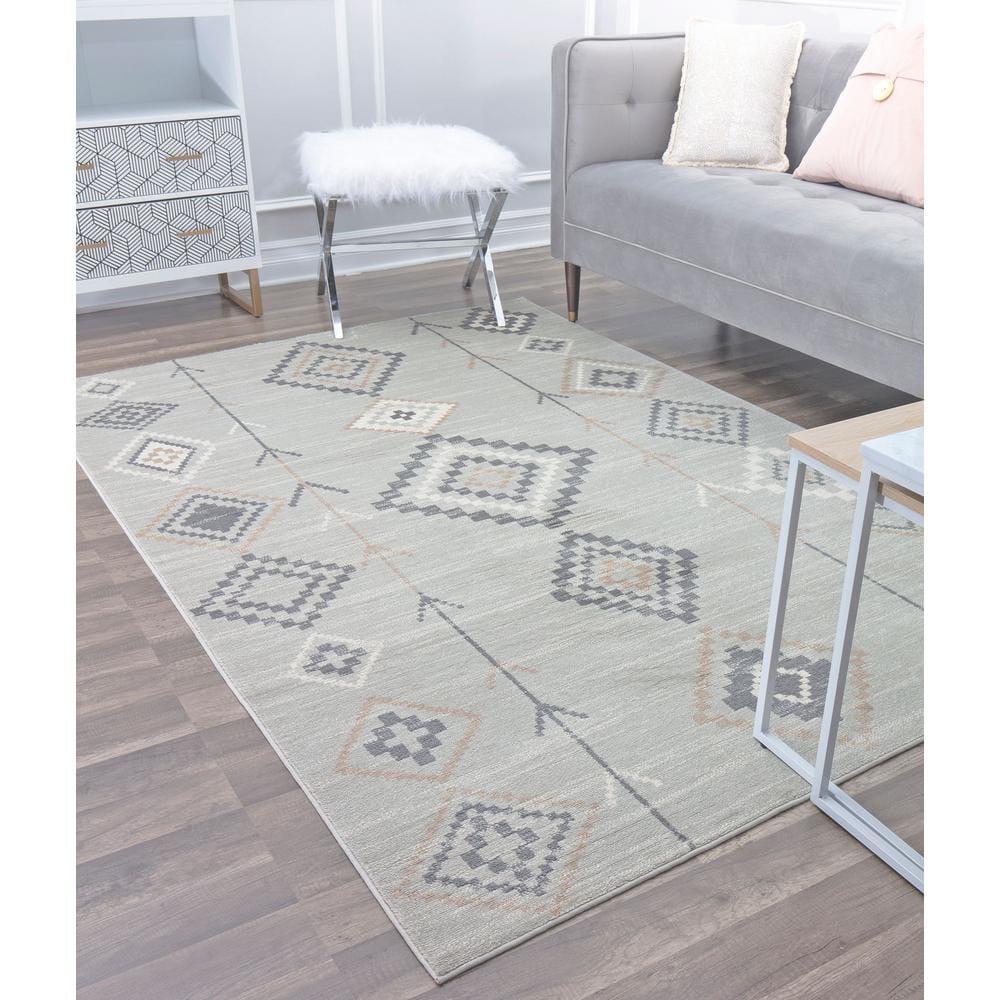 Bodrum Tribal Native Fog Area Rug