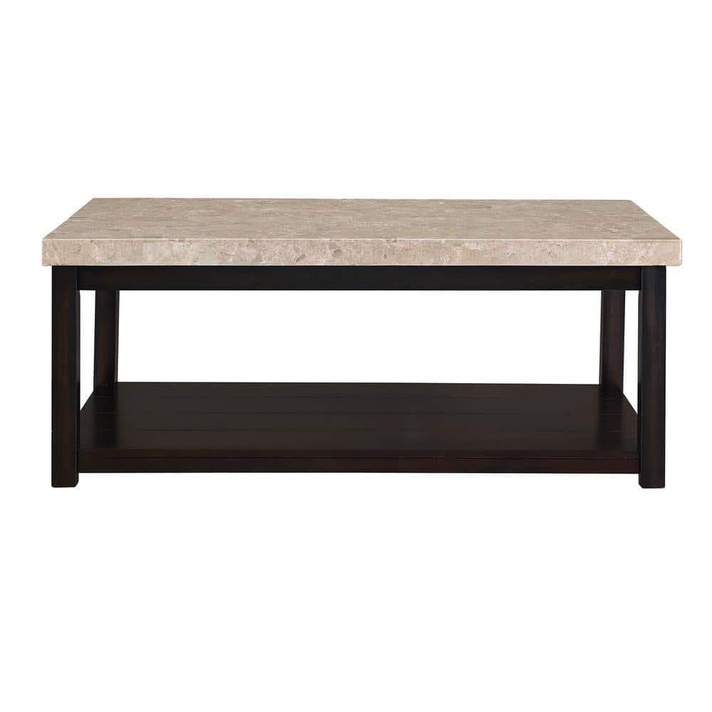 Picket House Furnishings Caleb 3 Piece Marble Top Coffee Table Set in Espresso