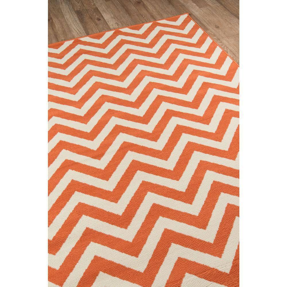 Momeni  Baja Chevron Indoor Outdoor Rug Orange 2'3" x 4'6" Graphic, Geometric, Chevron 2' x 3' Accent, Outdoor, Indoor Entryway, Kitchen, Patio Ivory