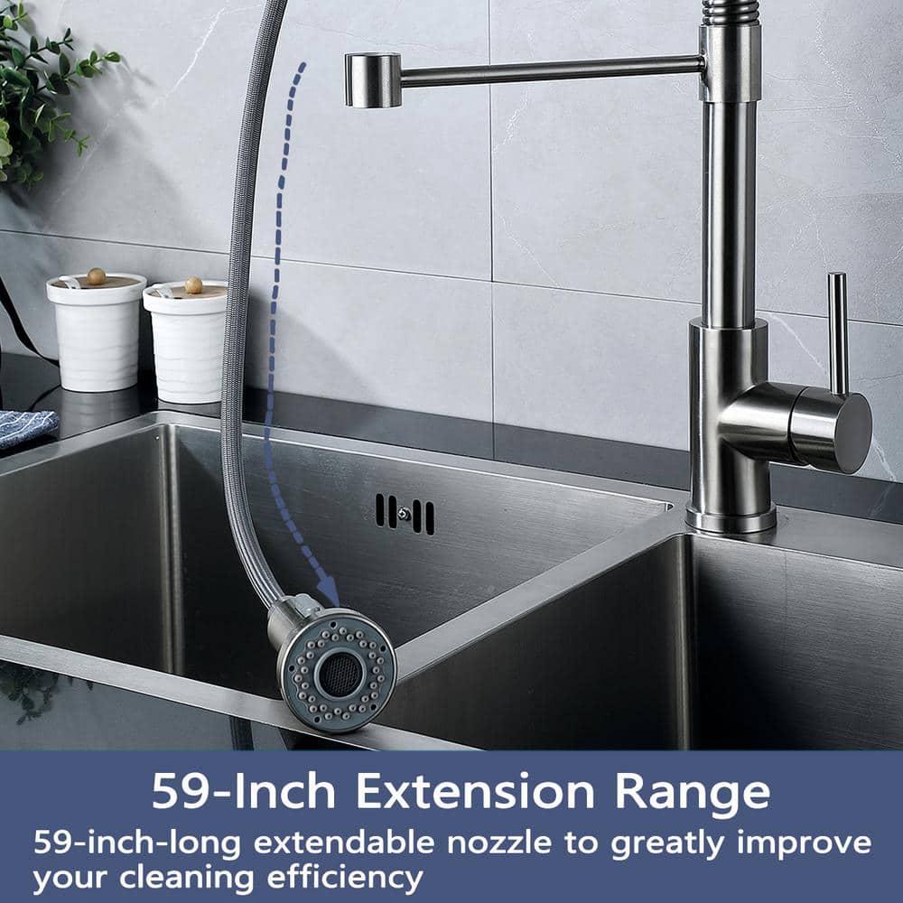 PENGFANG WORLDWIDE LLC Single Handle High Arc Pull Out Kitchen Faucet With Sprayer S2D0033BN