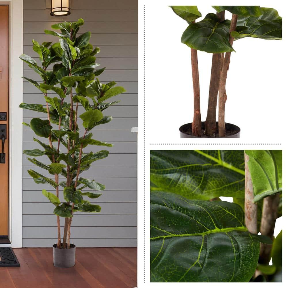 Artificial Fiddle Leaf Fig Tree-72"" Faux Plant in Pot with Natural Feel Leaves-Realistic