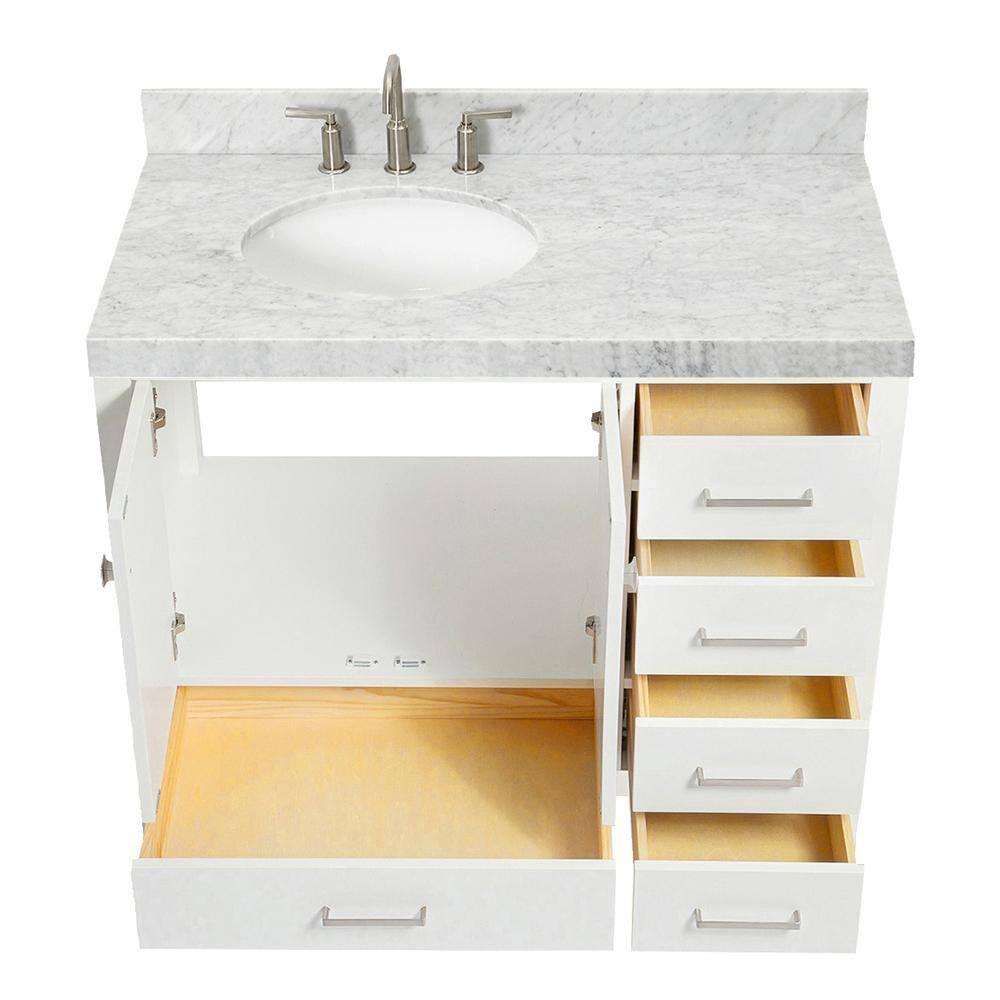 Cambridge 42'' Single Bathroom Vanity with Carrara Marble Top