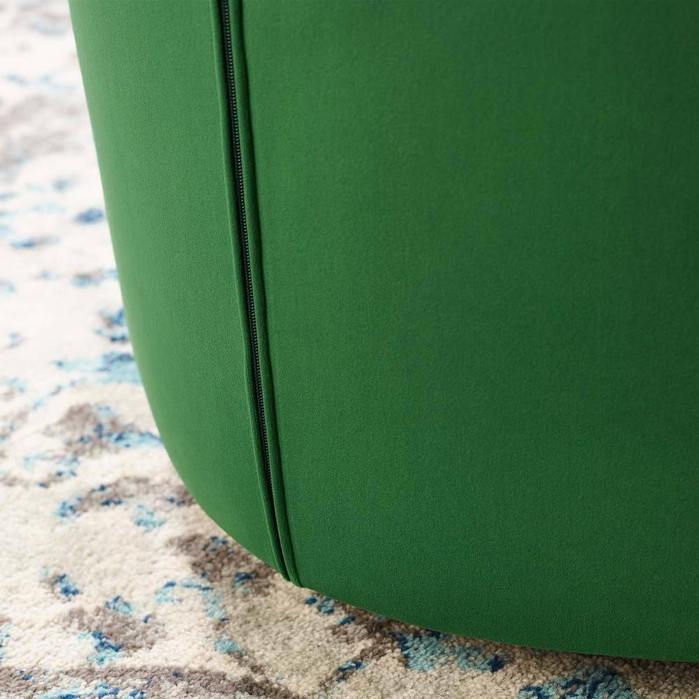 Modway Prospect Tufted Performance Velvet Swivel Armchair Emerald : Luxurious Upholstered Accent Chair with Wood Frame