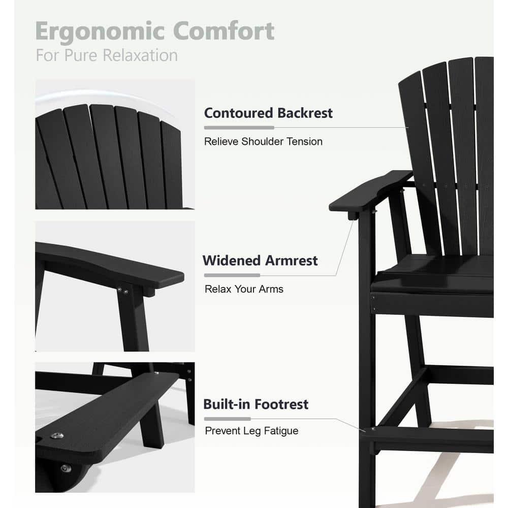 Rosecliff Heights HDPE Tall Adirondack Chair Set with Removable Double Trays (Set of 2)