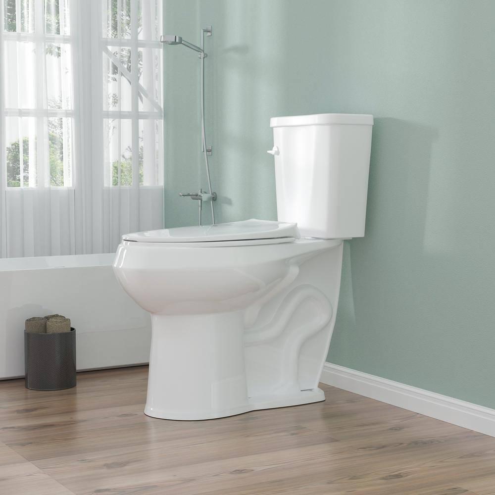 19 in. 2-Piece Toilet 1.1/1.6 GPF Dual Flush Round White Toilet ADA Height with Soft-Close Seat