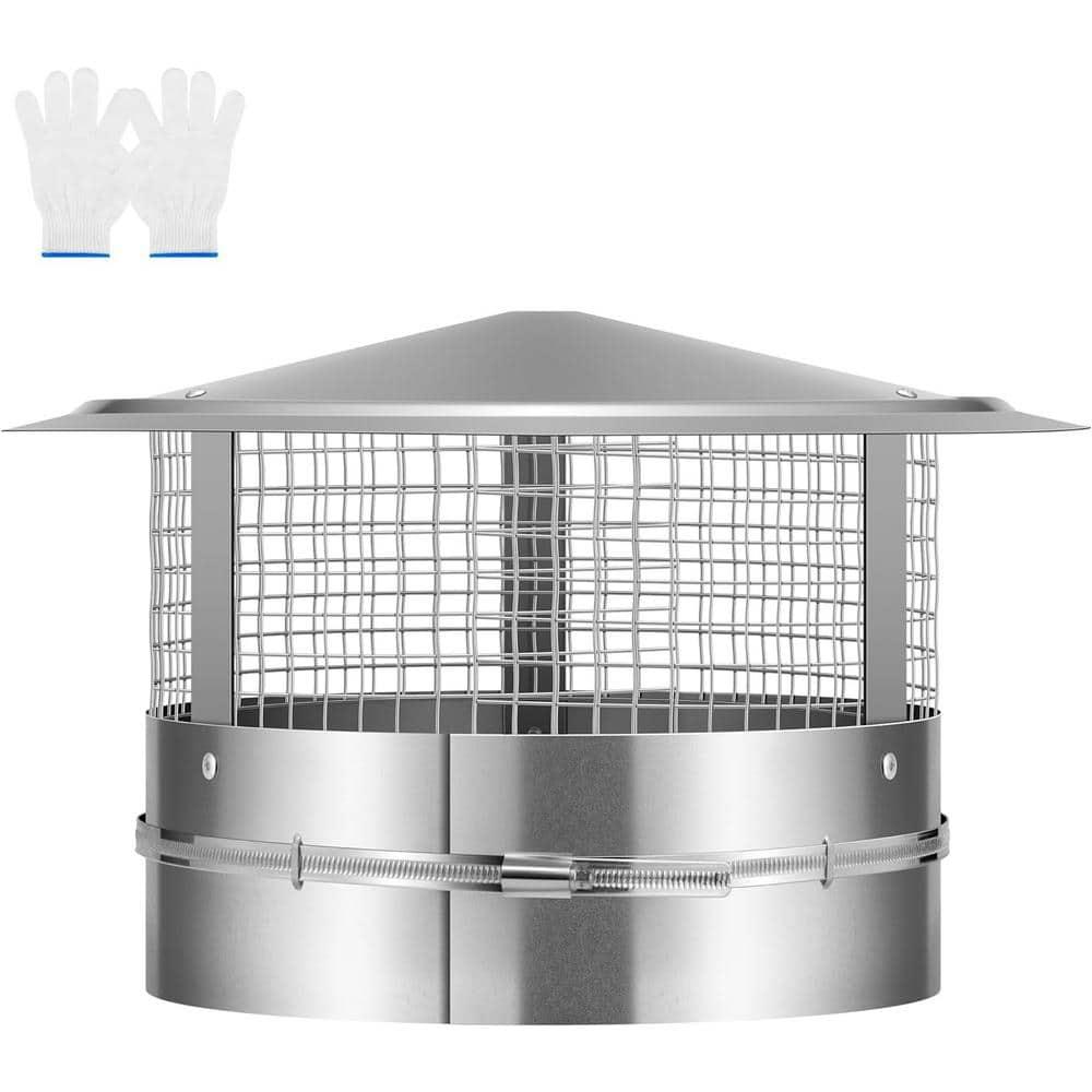 SPECSTAR 12" Cone Top Chimney Cap with Screen, Round Roof Rain Chimney Cover, Galvanized Steel Fireplace Exhaust Cap, Adjustable Roof Cap for Vent