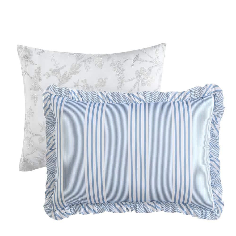 Laura Ashley Branch Toile Cotton Blue Duvet Cover Bonus Set