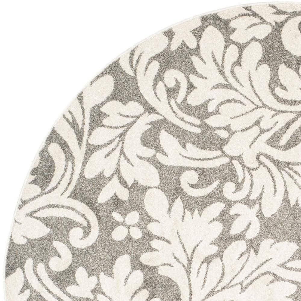 Amherst AMT425 Power Loomed Area Rug - Dark Grey/Beige - 7' round - Safavieh.