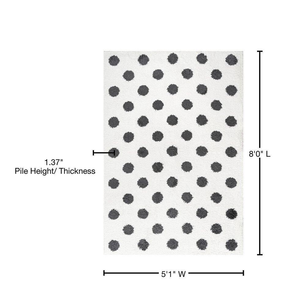 5'x8' Pere Modern Charcoal Dot Shag Area Rug, White/Black - JONATHAN Y