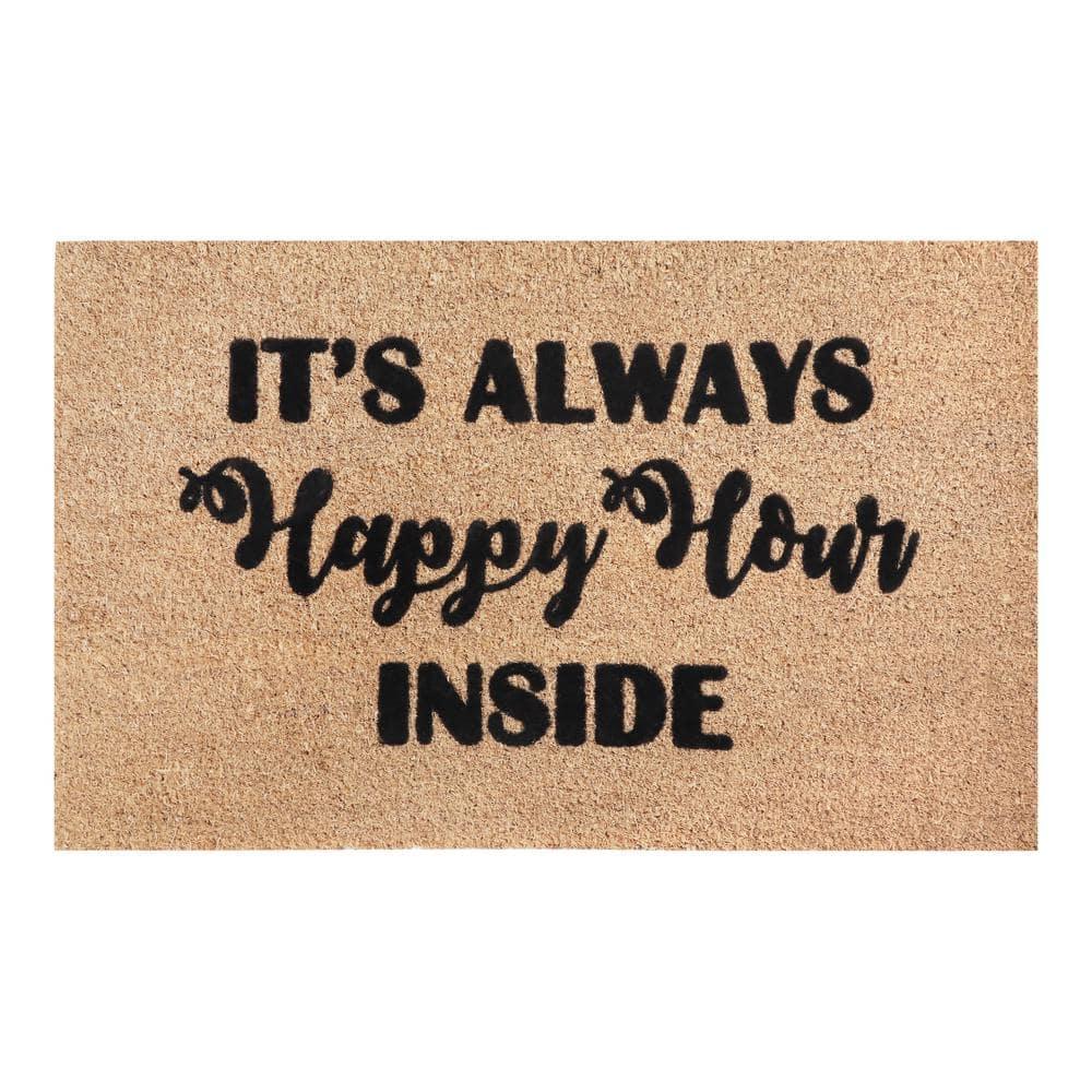 A1HC Natural Coir Flocked Doormat with Heavy Duty Non-Slip PVC Backing Easy to Clean, Fade Resistant, Pet Friendly Outdoor Welcome Mat, Low-Profile Durable Doormat 24"X36"