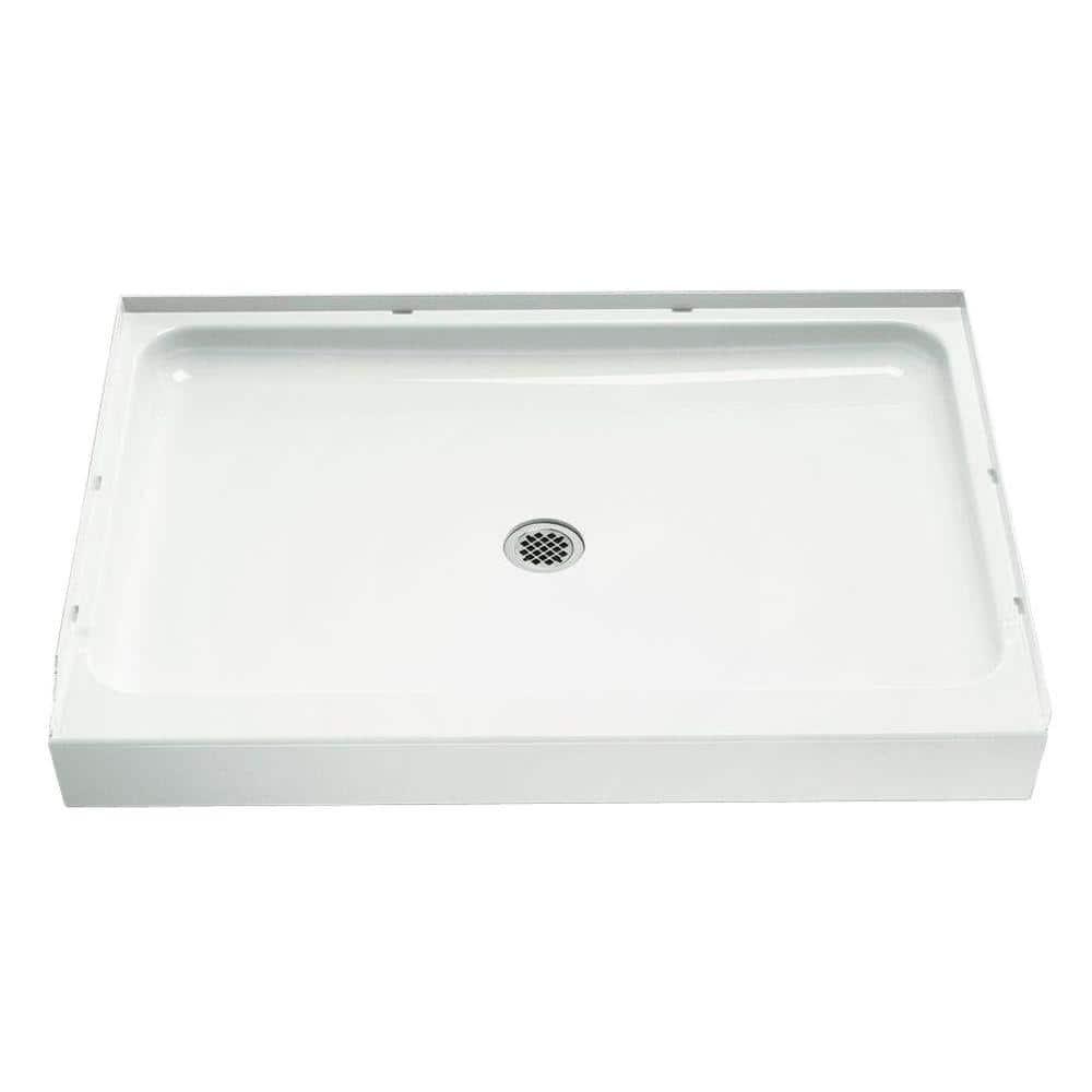 White High Gloss Vikrell 48-Inch Shower Base with Center Drain