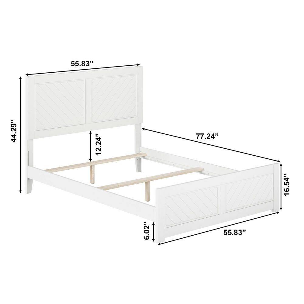 AFI Canyon White Solid Wood Foundation Bed Frame with Matching Footboard, Full