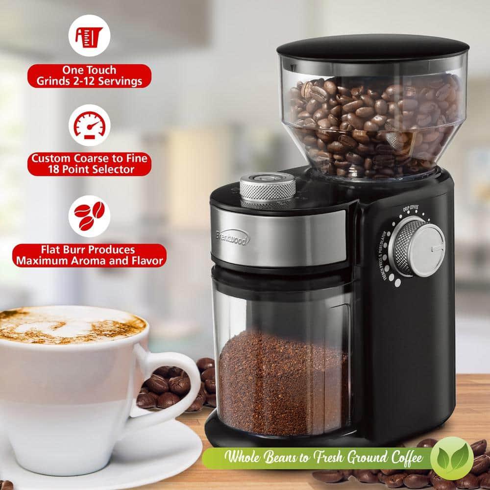 Brentwood 32-Cup Electric Automatic Burr Coffee Grinder in Black