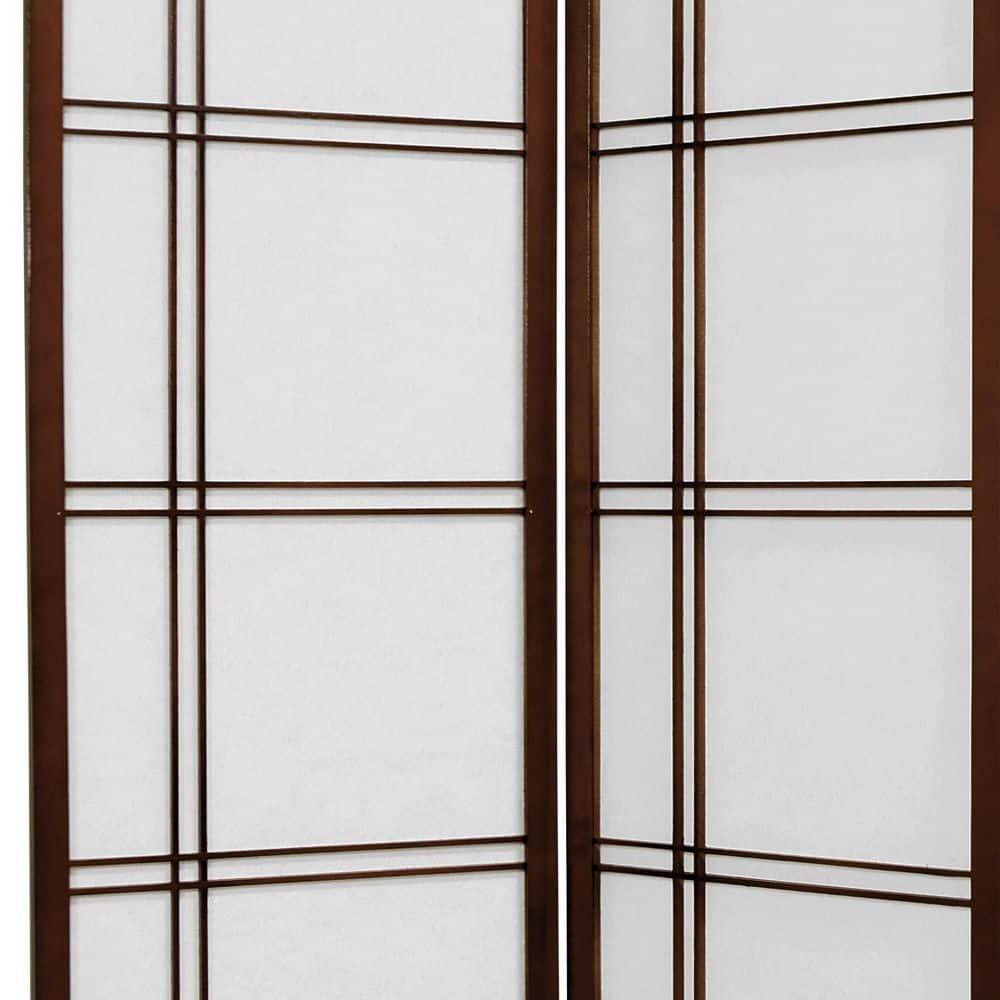 4 ft. Short Double Cross Shoji Screen - Walnut - 4 Panels