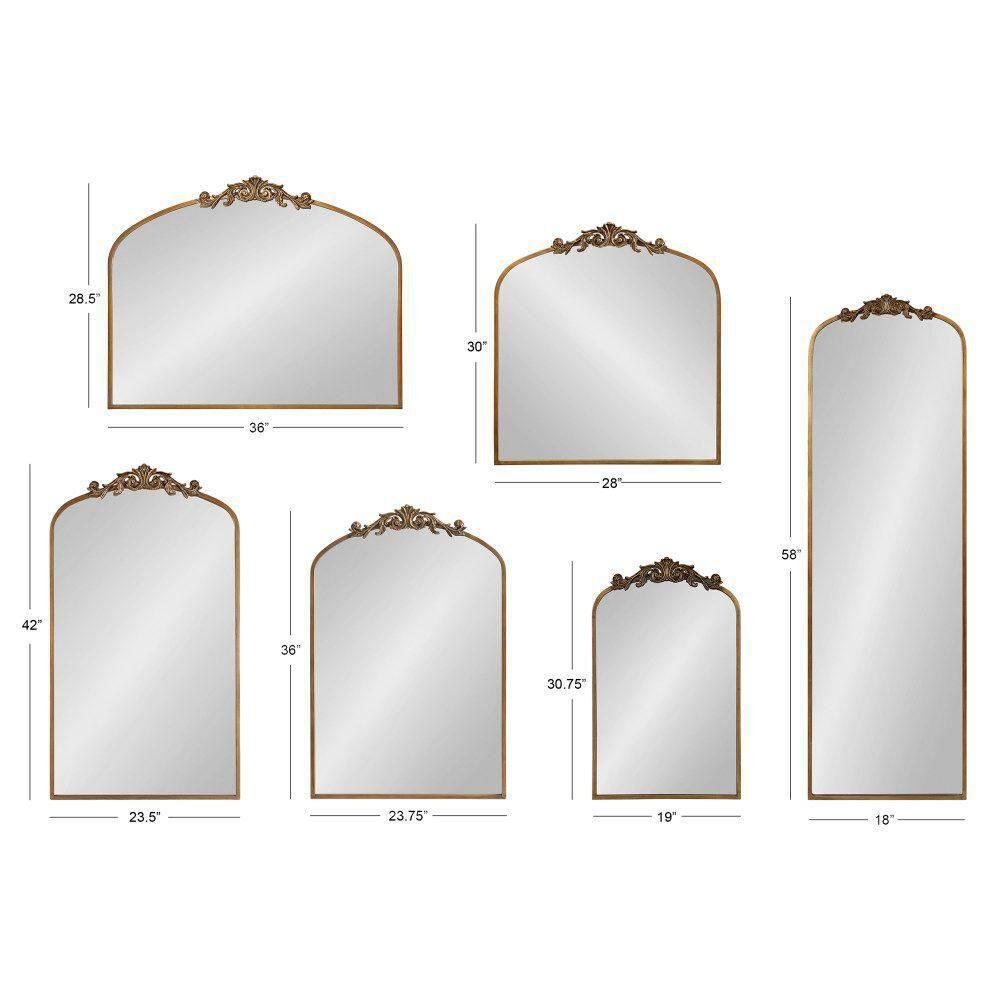 Kate & Laurel All Things Decor 28"x30" Arendahl Traditional Arch Mirror Black: Baroque-Inspired, No Assembly Required
