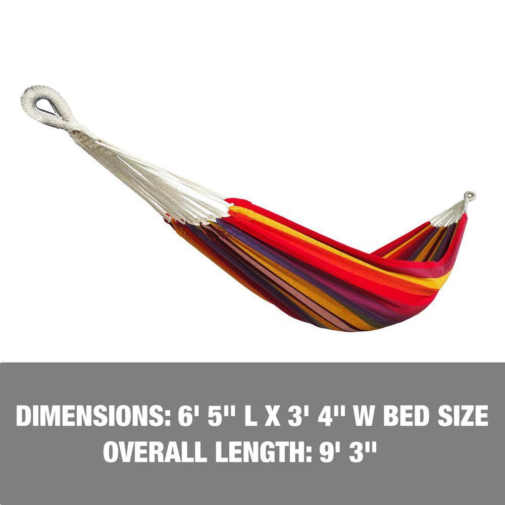 Bliss Hammocks Hammock in a Bag W/ Hanging Hardware, 40-in. Wide, 220 lb. Capacity, Tequila Sunrise Stripe